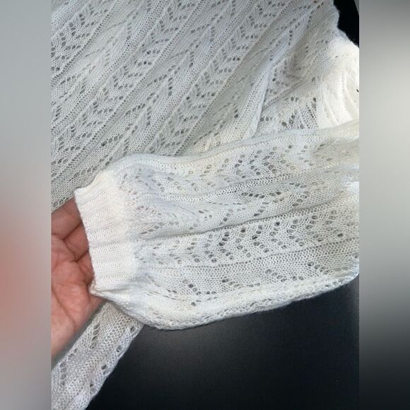 Anthropologie Bishop + Young Cream Crewneck Sweater With Tie Back Size XS NWT - Picture 3 of 8